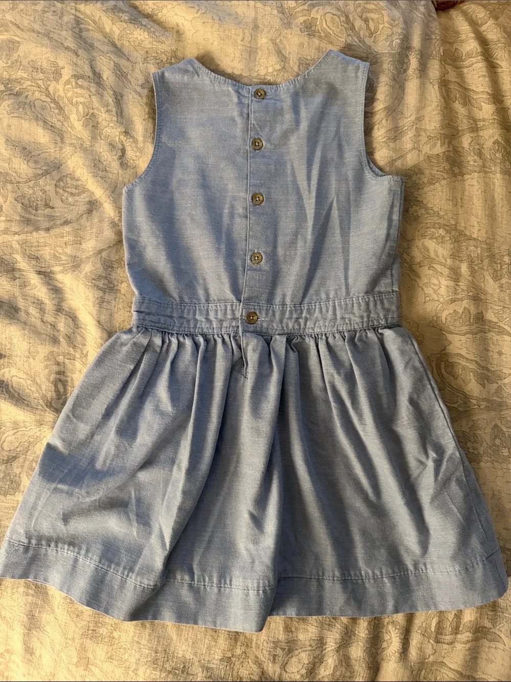 Tommy Hilfiger Light Blue Sleeveless Cotton Dress with White Lace Panels
